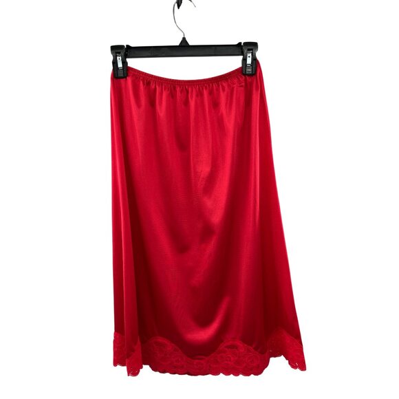Vintage Vanity Fair Half Slip Red Nylon Lace Trim Womens M 26" USA - Picture 14 of 15